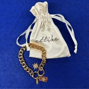 ettika Starry Charms Gold Plated Chunky Chain Link bracelet.